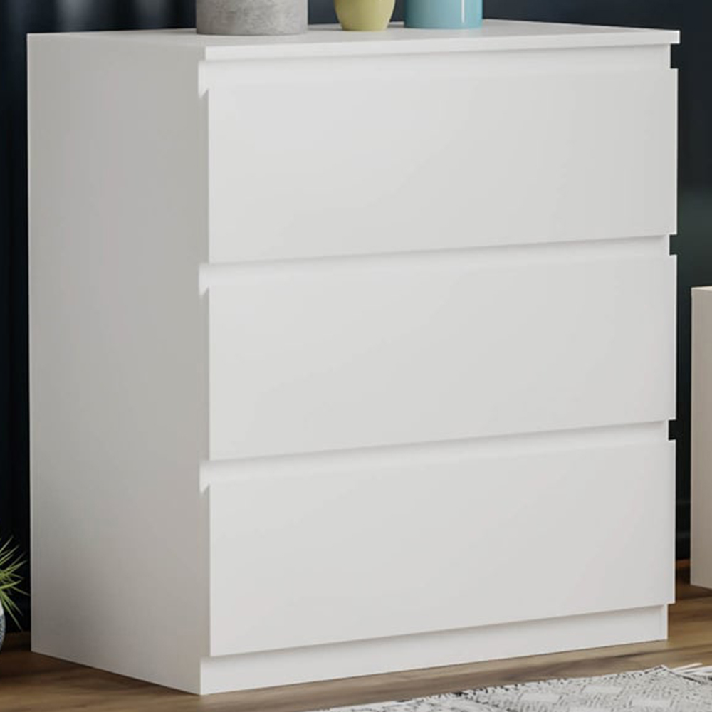 Vida Designs Denver 3 Drawer White Chest of Drawers Image 1