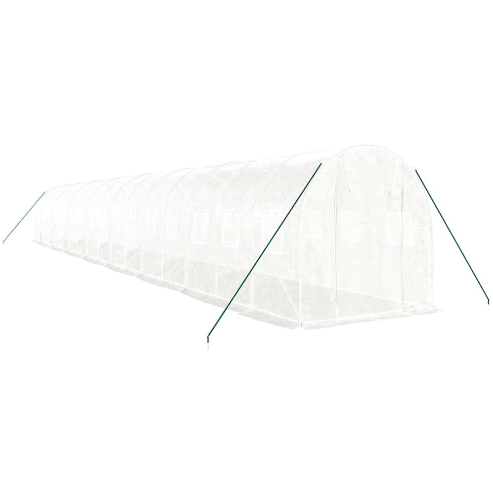 vidaXL White Polyethylene Galvanised Steel Frame 52.4 x 6.5ft Greenhouse Image 2