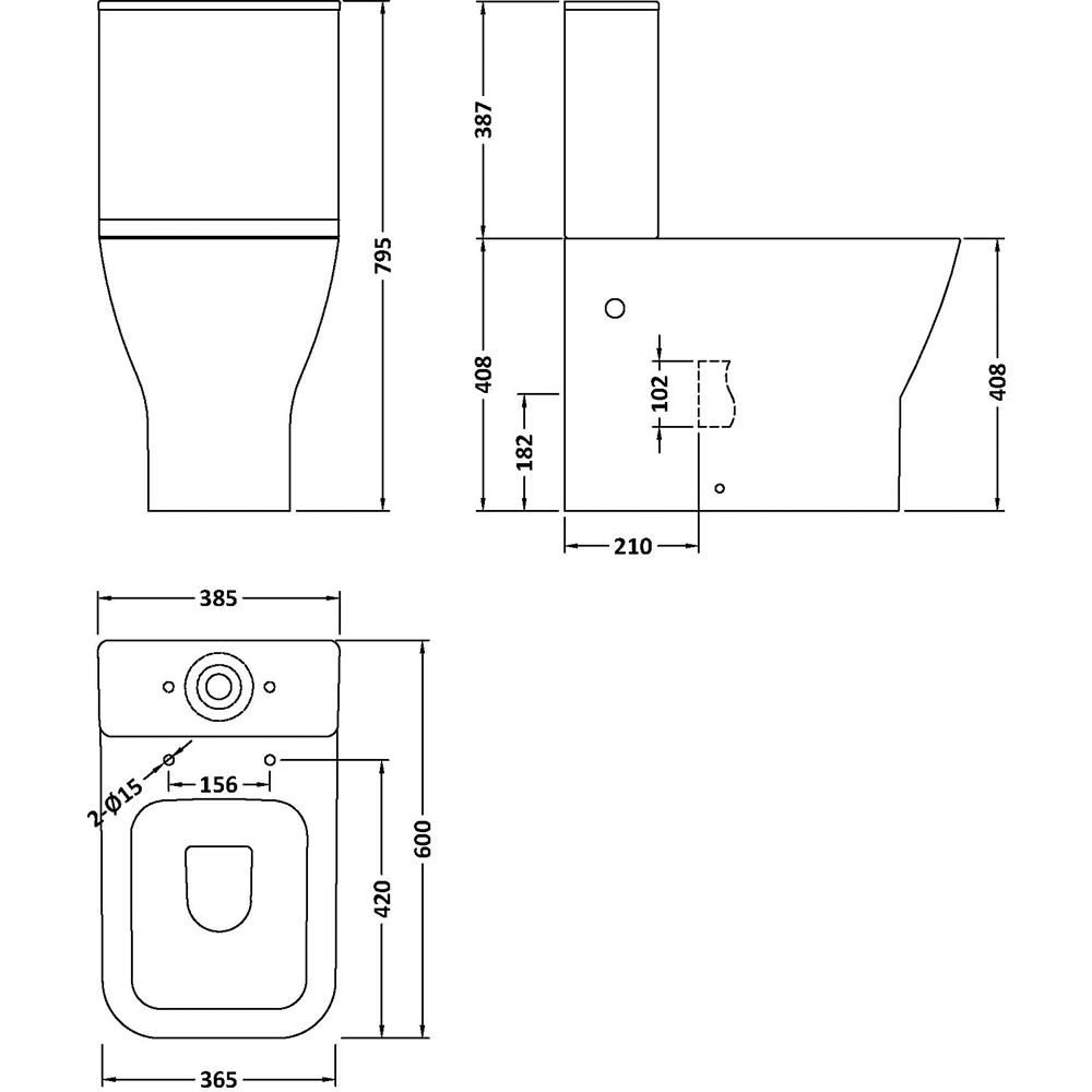 nuie Ava White Rimless Pan with Cistern and Seat 385mm Image 2