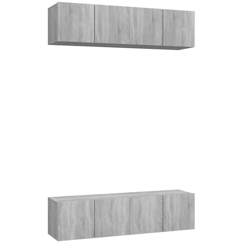 vidaXL 8 Door Grey Sonoma Wall Mounted TV Cabinet Set of 4 Image 2