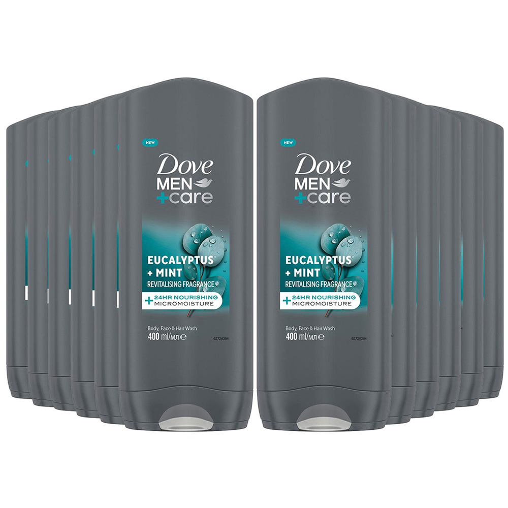 Dove Men + Care Eucalyptus and Mint 3-in-1 Body Face and Hair Wash 400ml 12 Pack Image 1