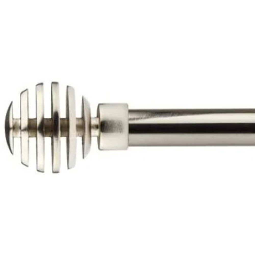 New Edge Blinds Geneva 160-300cm Extendable Brushed Silver Eyelet Metal Curtain Pole Set Image 1