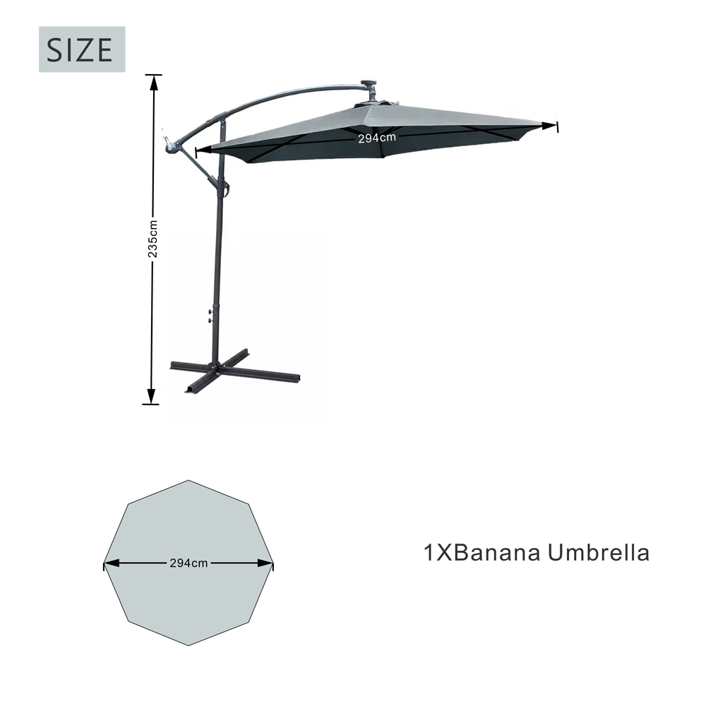 Direct Wicker Grey Crank Handle Cantilever Parasol 2.94m Image 8