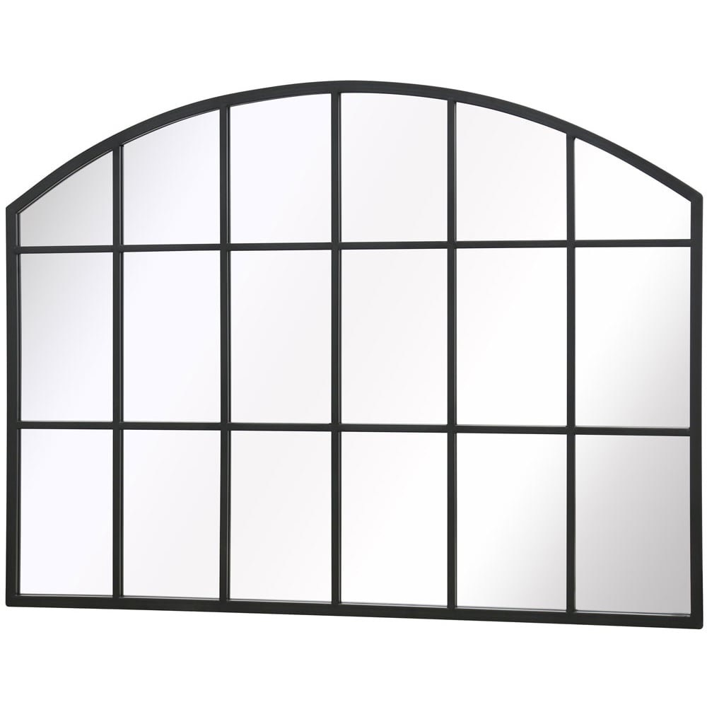 The Arcus Black Arched Metal Over Mantle Wall Mirror 90 x 65cm Image 3