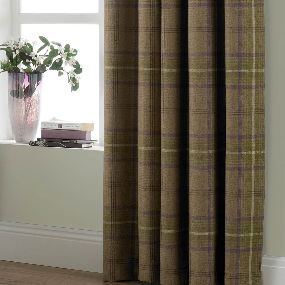 Paoletti Aviemore Thistle Tartan Check Eyelet Curtain 137 x 168cm Image 3