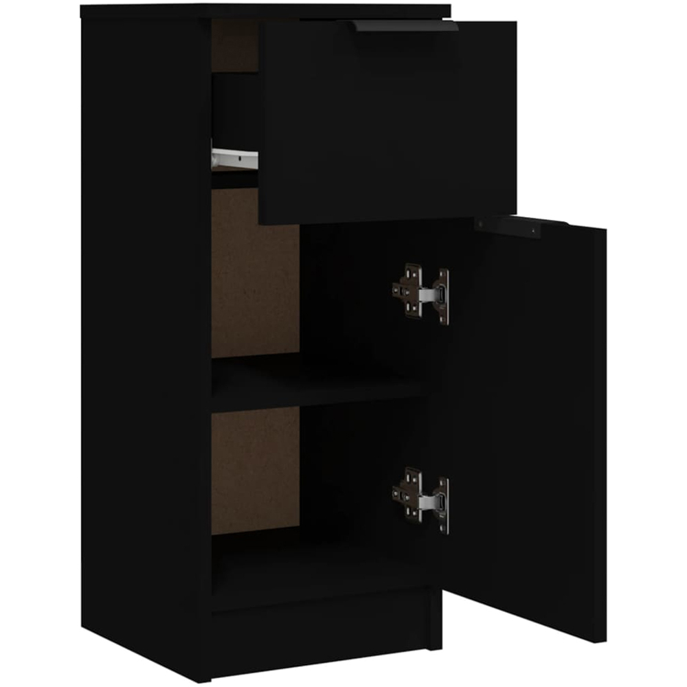 vidaXL Single Door Single Drawer Black Wooden Sideboard Image 6