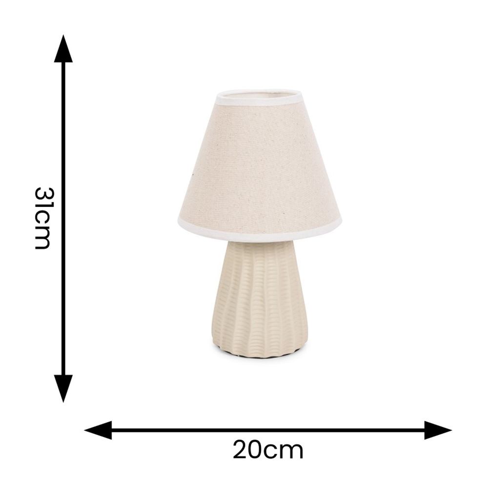 ValueLights Saskia Tapered Lamp Shade Natural Ceramic LED Table Lamp Image 5