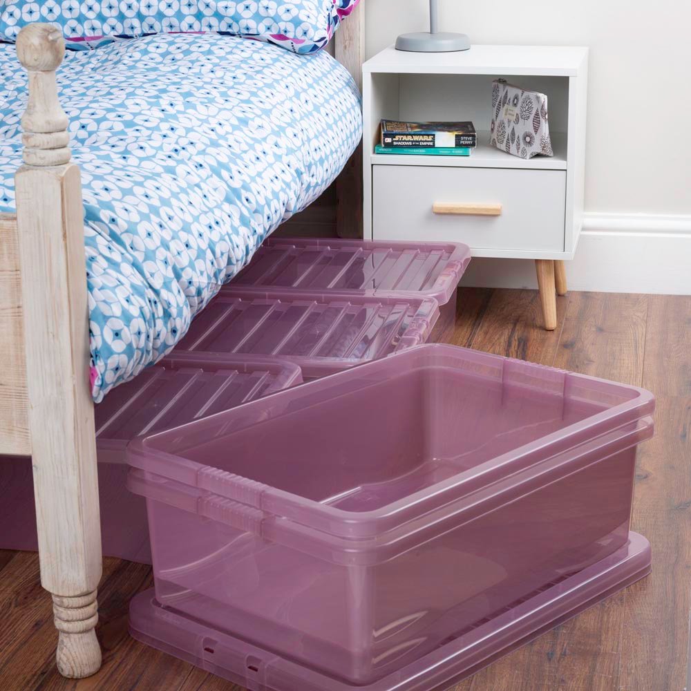 Wham 32L Pink Crystal Storage Box with Lid 5 Pack Image 2
