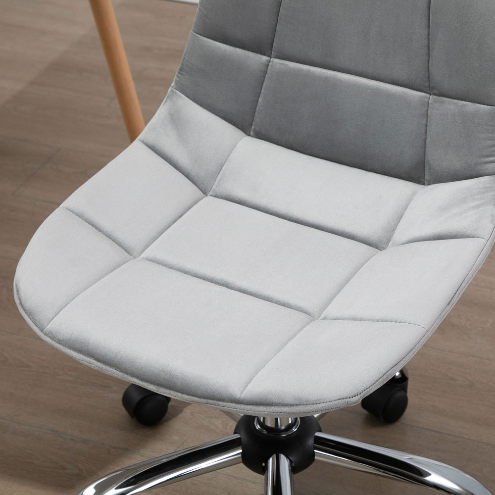 Portland Grey Velvet Swivel Armless Office Chair Image 4