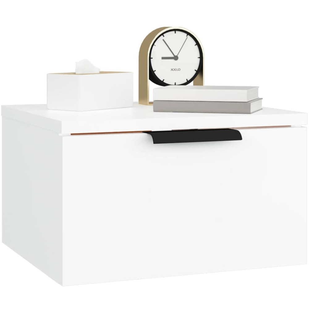 vidaXL Single Drawer White Wall Mounted Bedside Cabinet Image 3