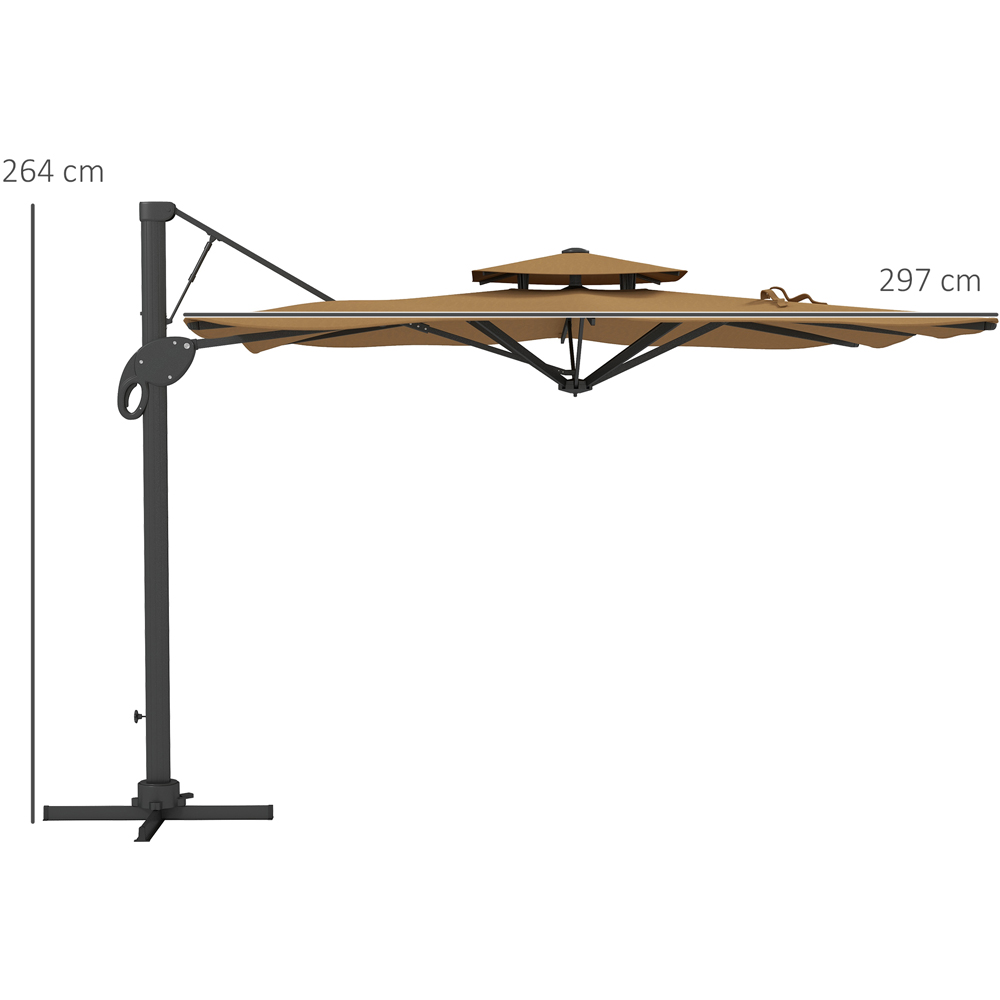 Outsunny Khaki Hydraulic Cantilever Parasol with Cross Base and Top Vent 3m Image 7