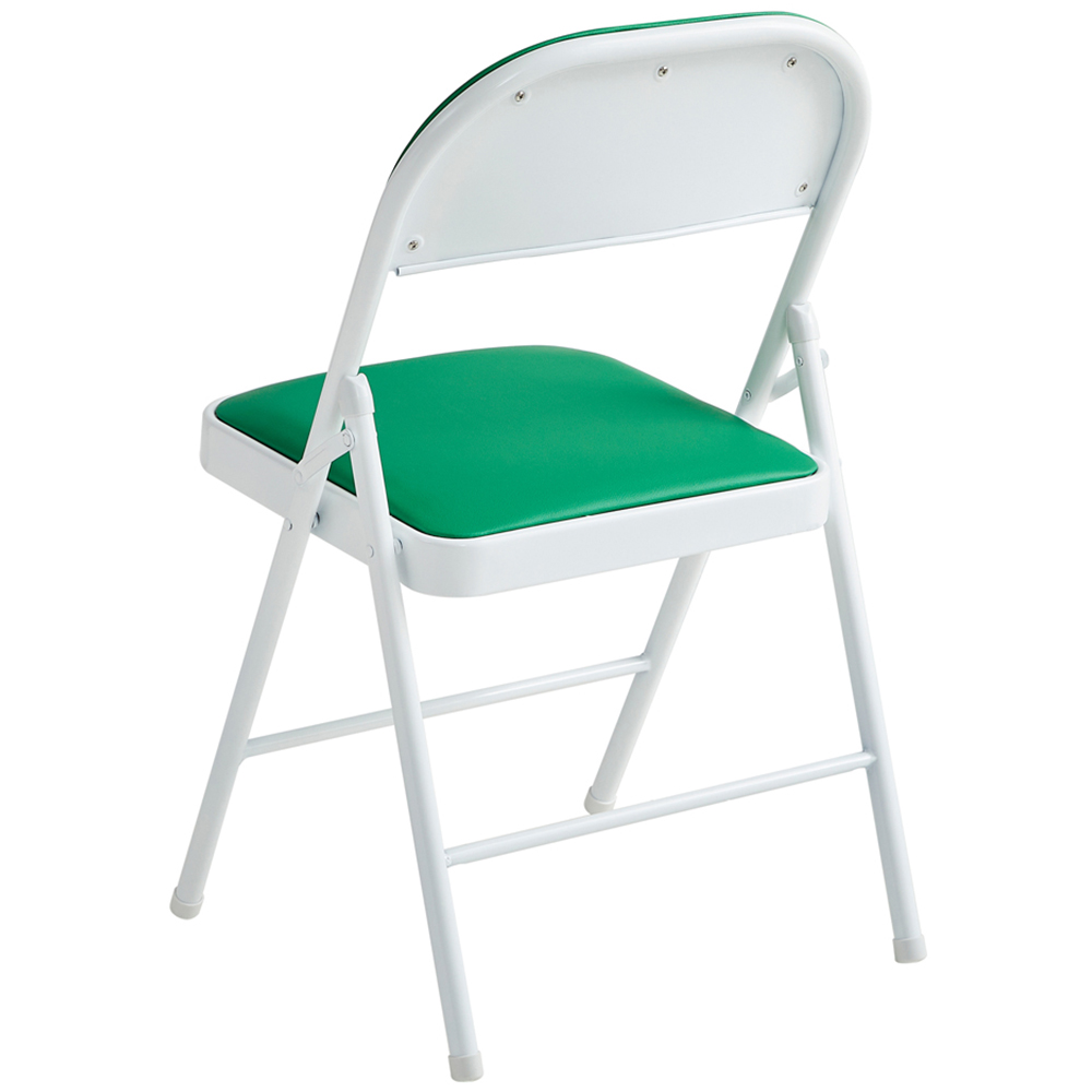 Set of 2 Green Padded Folding Metal Dining Chairs Image 3