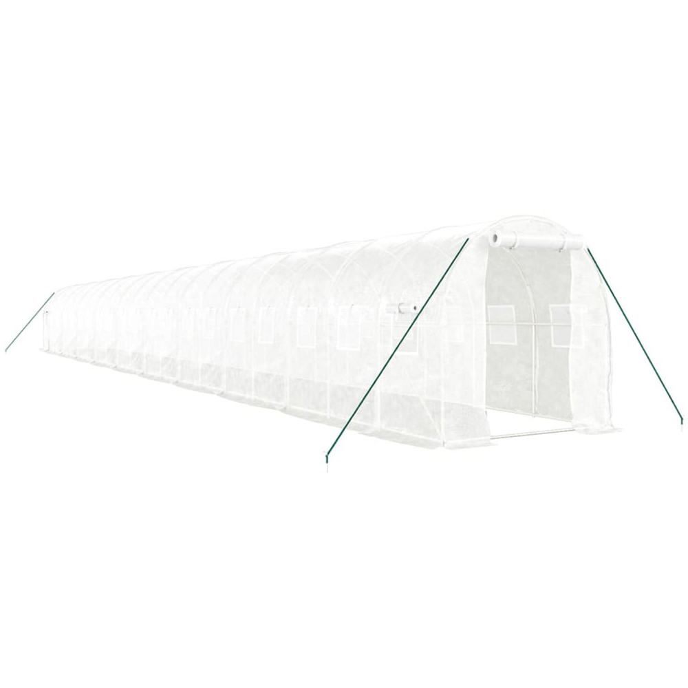 vidaXL White Polyethylene Galvanised Steel Frame 65.6 x 6.5ft Greenhouse Image 1
