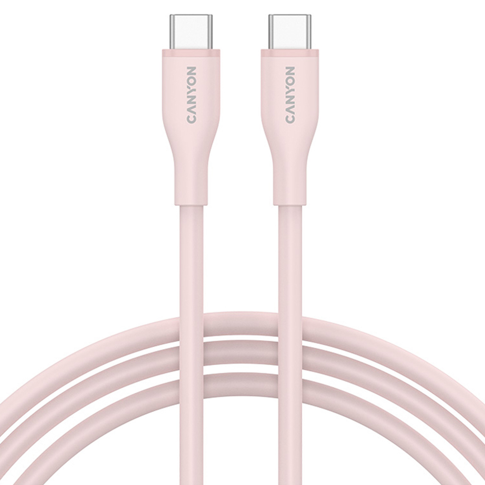 Canyon CNS-CC60SC10 Pink Sand Silicon Type-C to Type-C Cable 60W 1m Image 1