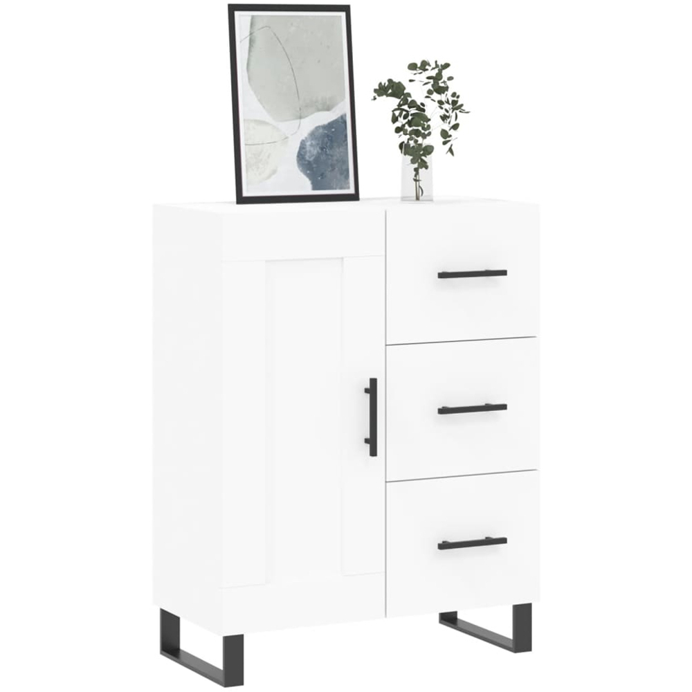 vidaXL Single Door 3 Drawer White Sideboard Image 3