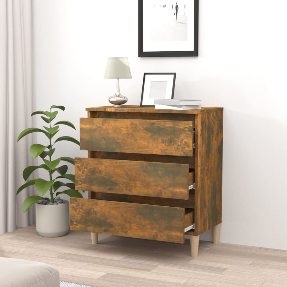 vidaXL 3 Drawer Smoked Oak Sideboard Image 3
