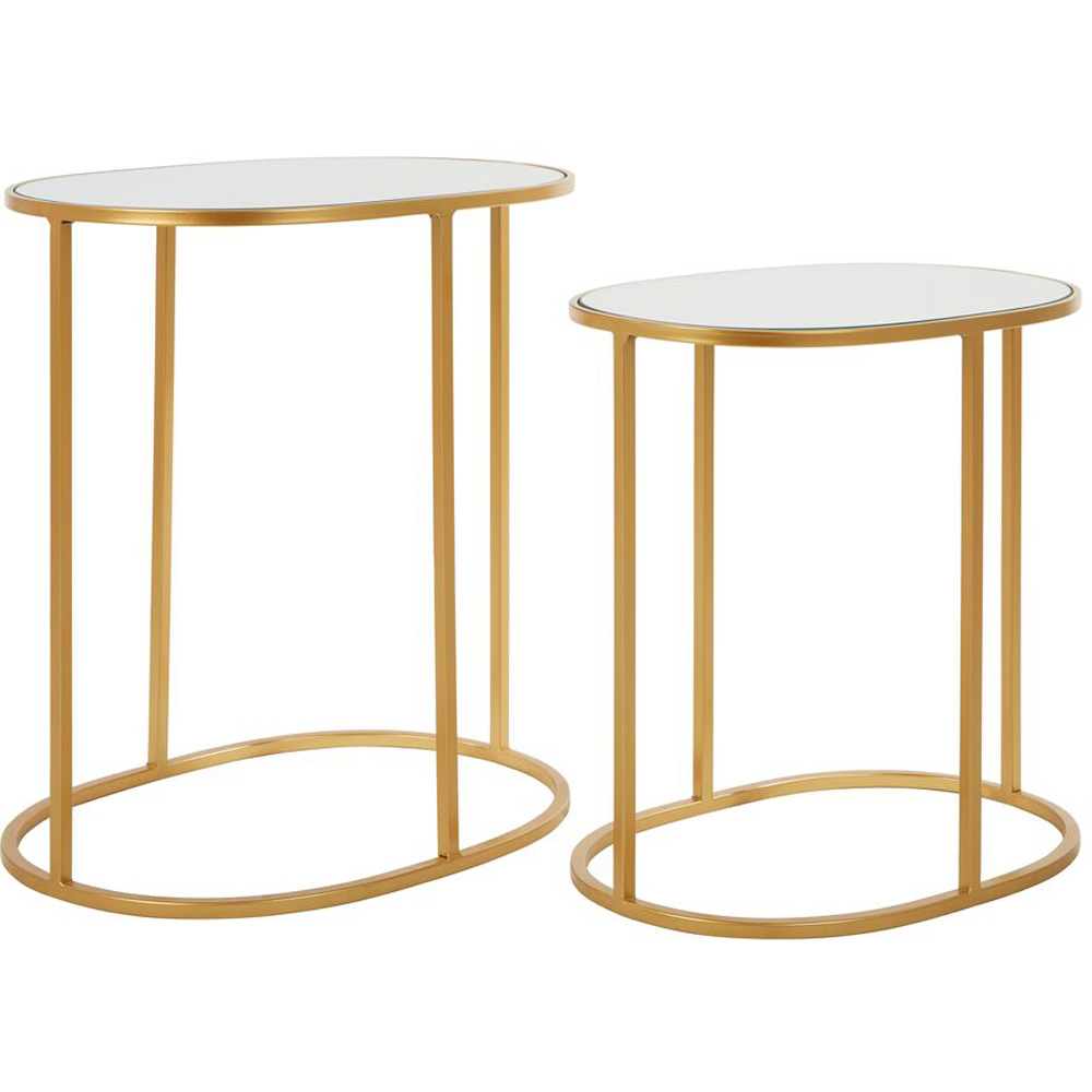 Premier Housewares Avantis Gold Finish Oval Nested Side Table Set of 2 Image 2