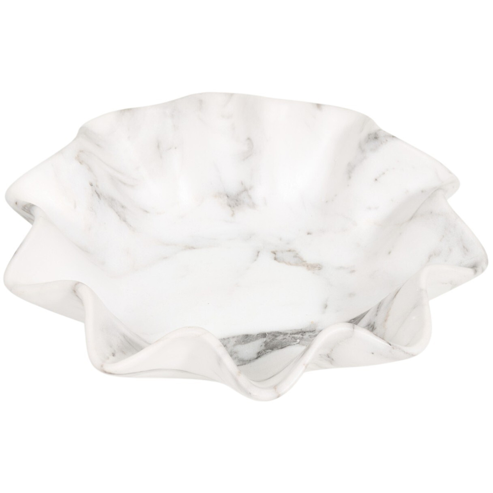 Wavy Marble Display Bowl White Image 2