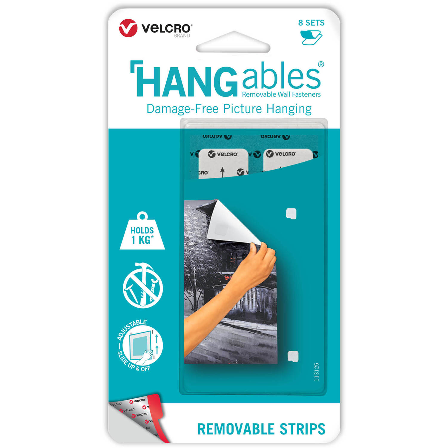 Velcro Hangables Wall Fasteners Square Adhesive Strips Set of 8 Image 1