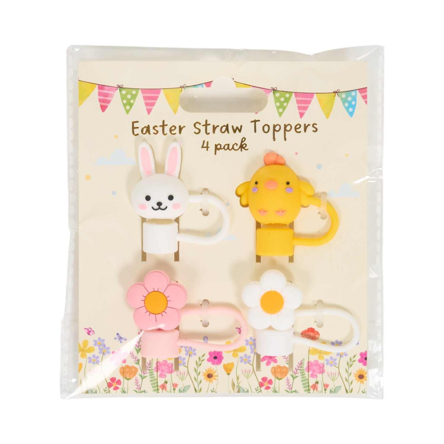 Pack of 4 Easter Straw Toppers Image 2