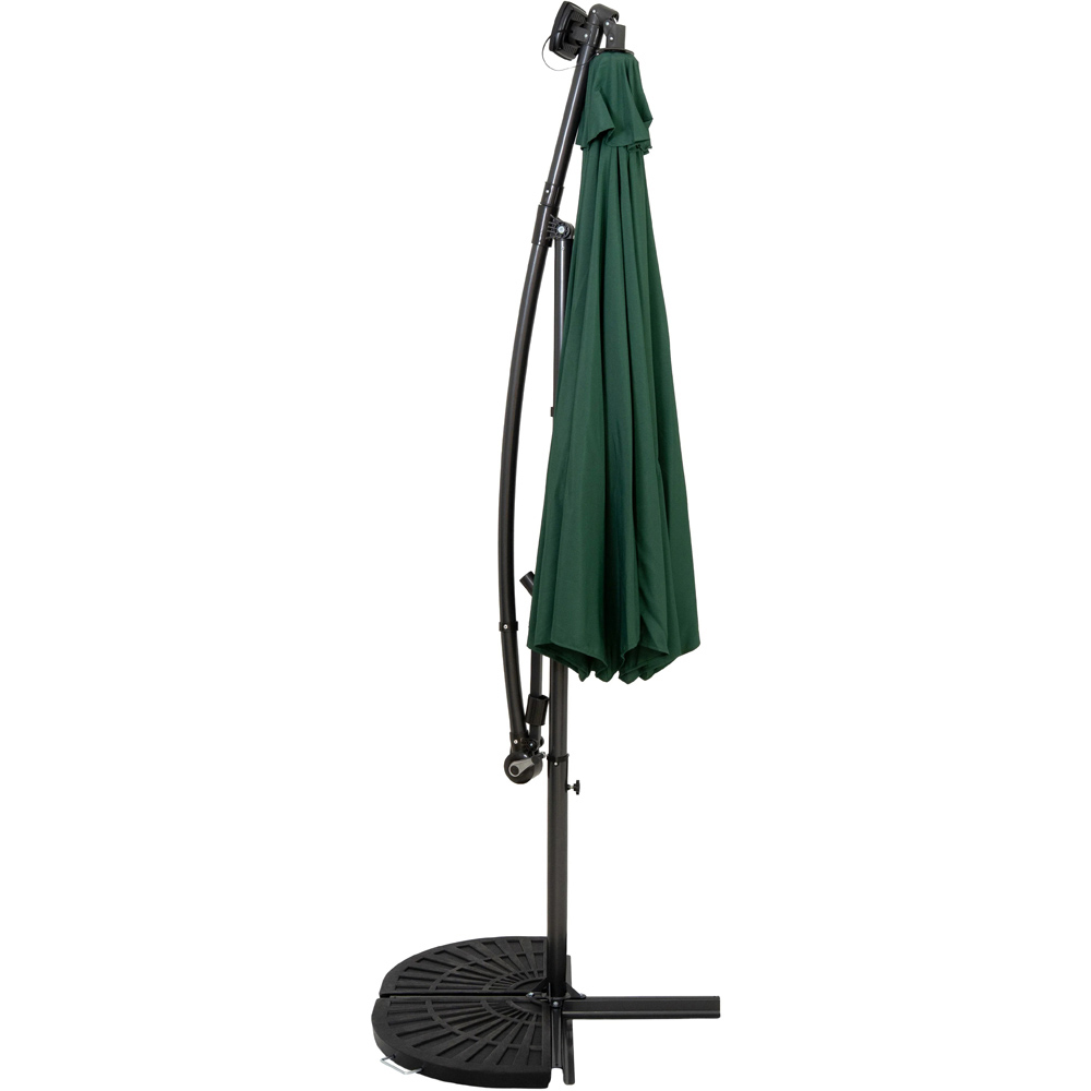 MonsterShop Green LED Cantilever Parasol with Half Fan Base 3m Image 3