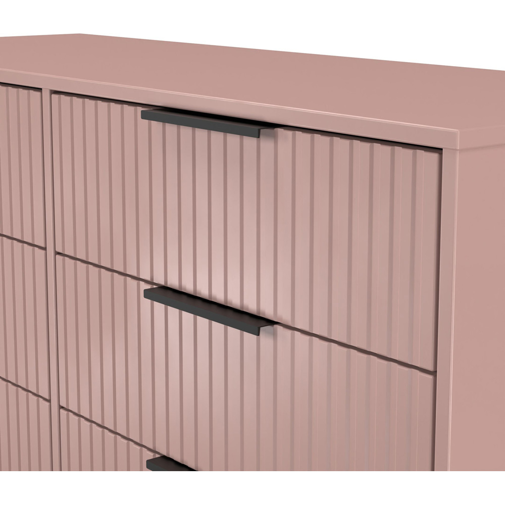 Crowndale Fluted 6 Drawer Kobe Pink Wide Chest of Drawers Ready Assembled Image 5