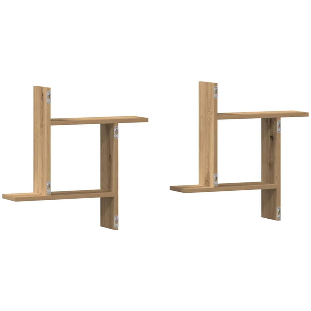 vidaXL 50 x 12 x 50cm Set of 2 Artisan Oak Wall Shelf Image 6