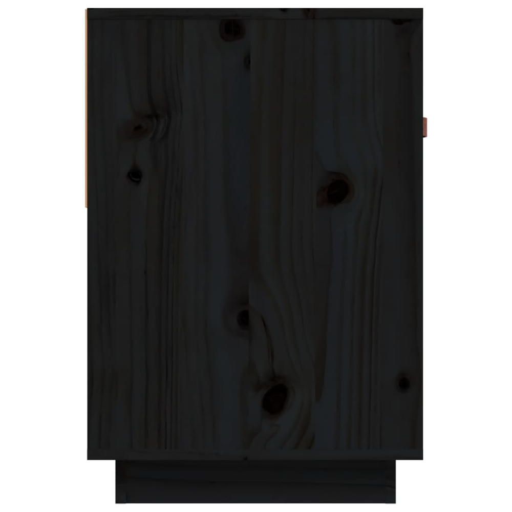 vidaXL 2 Drawer Single Shelf Black Solid Pine Wood TV Cabinet Image 5