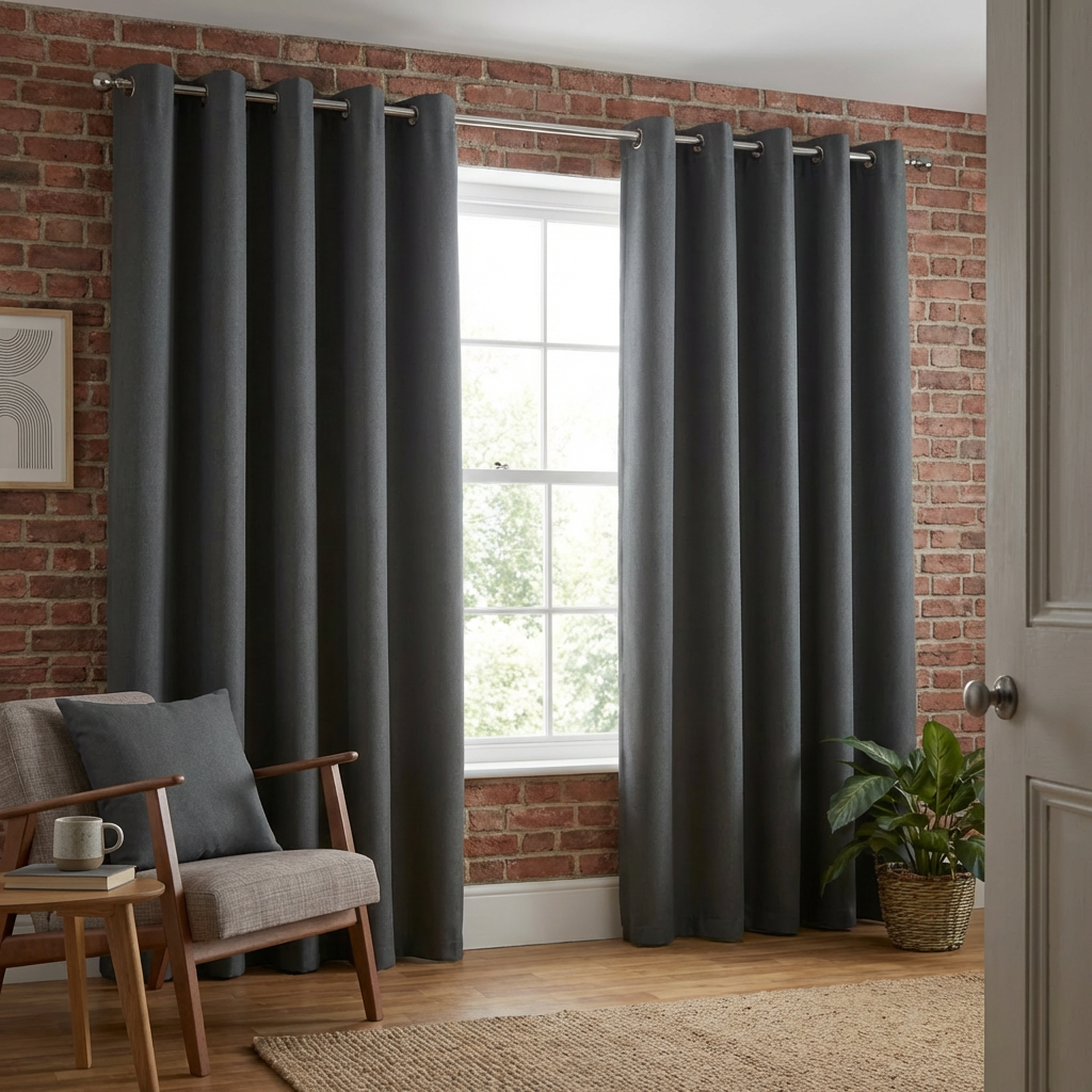 Linden Washable Blackout CurtainCharcoal183cm168cm Image 3