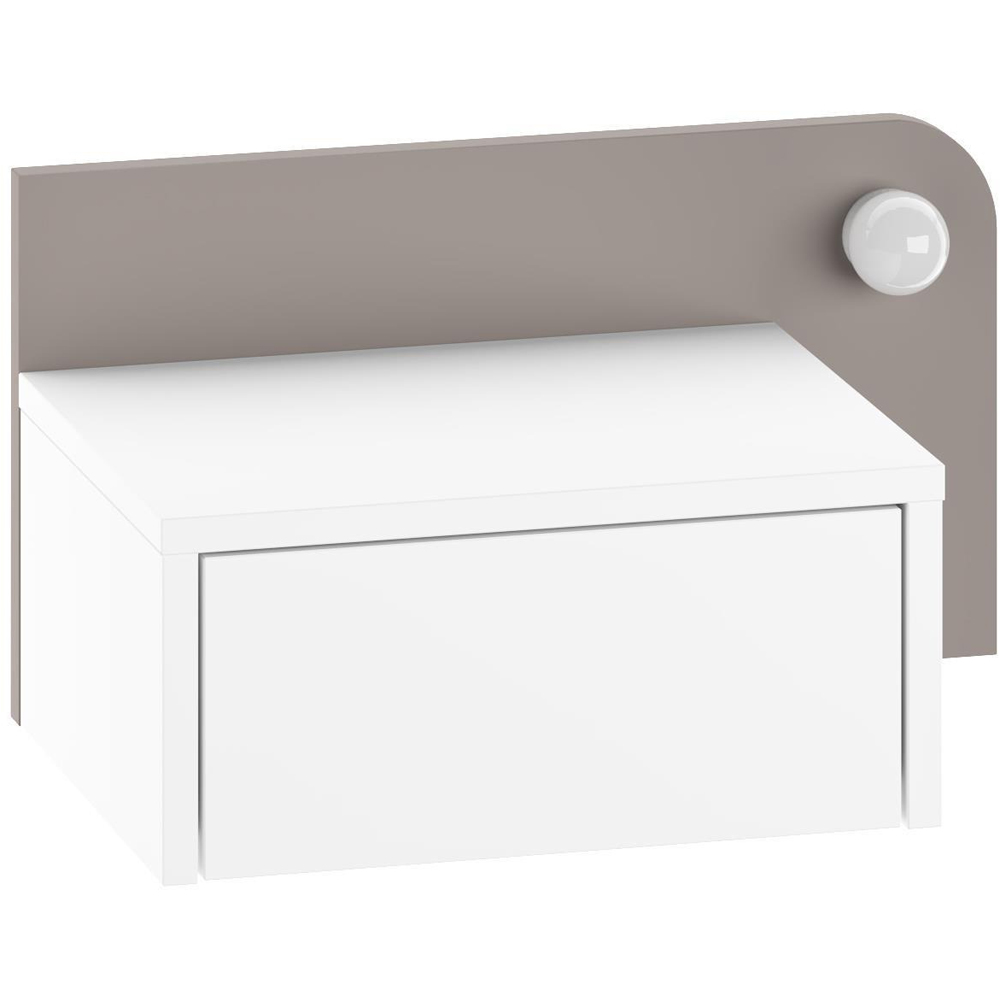 Decortie Dotta Single Drawer White Wall Mounted Bedside Table with Night Light Image 2