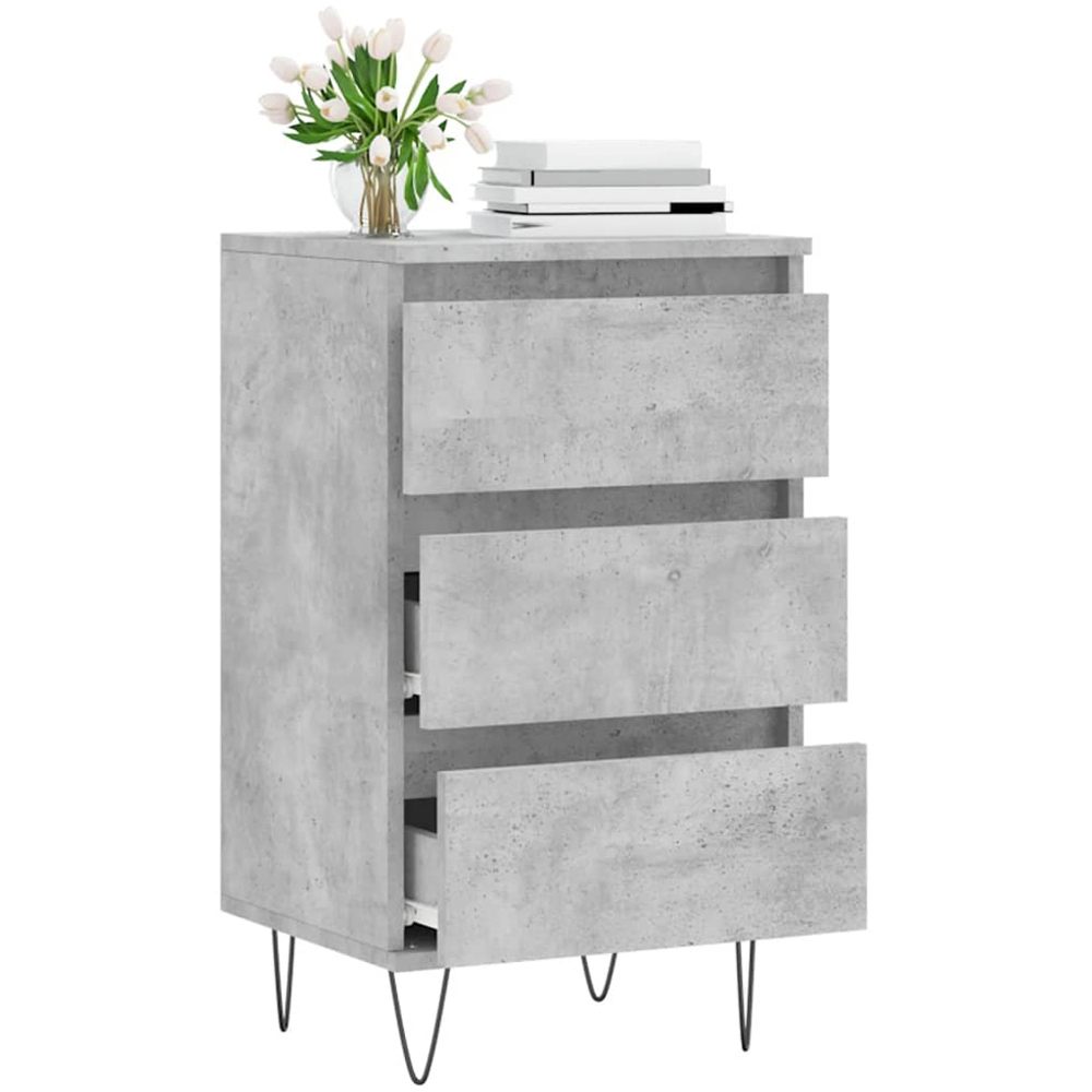 vidaXL 3 Drawer Concrete Grey Wooden Sideboard Image 4