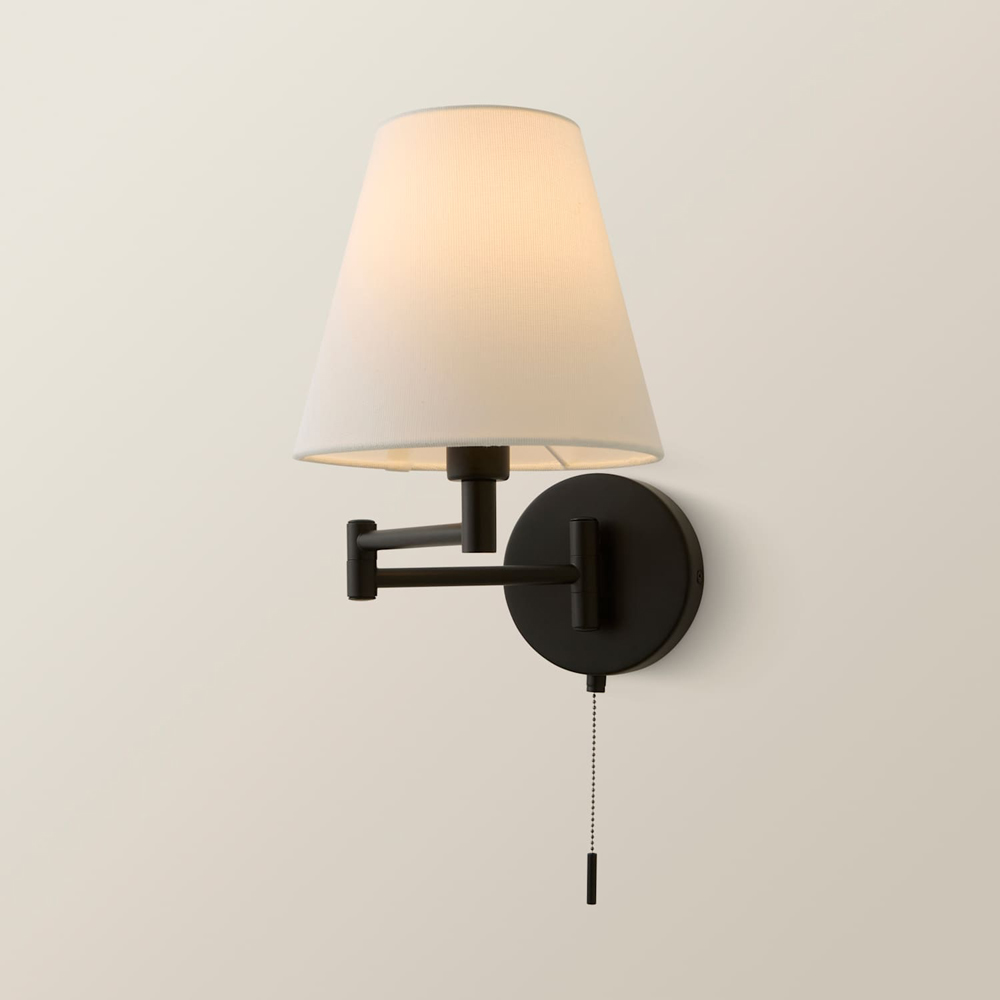 ValueLights Sonia Tapered Shade Matte Black Adjustable Swing Arm Wall Light with Bulb Image 5