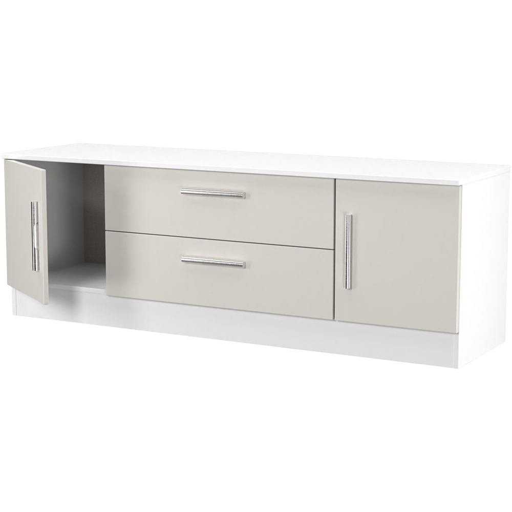 Crowndale Contrast 2 Door 2 Drawer Grey Matt and White Wide TV Unit Ready Assembled Image 6