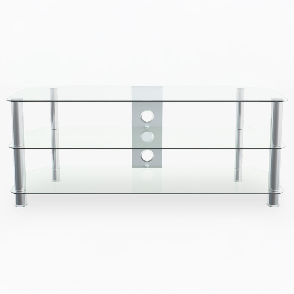 AVF Classic 3 Shelf Clear and Chrome Corner TV Stand Image 3