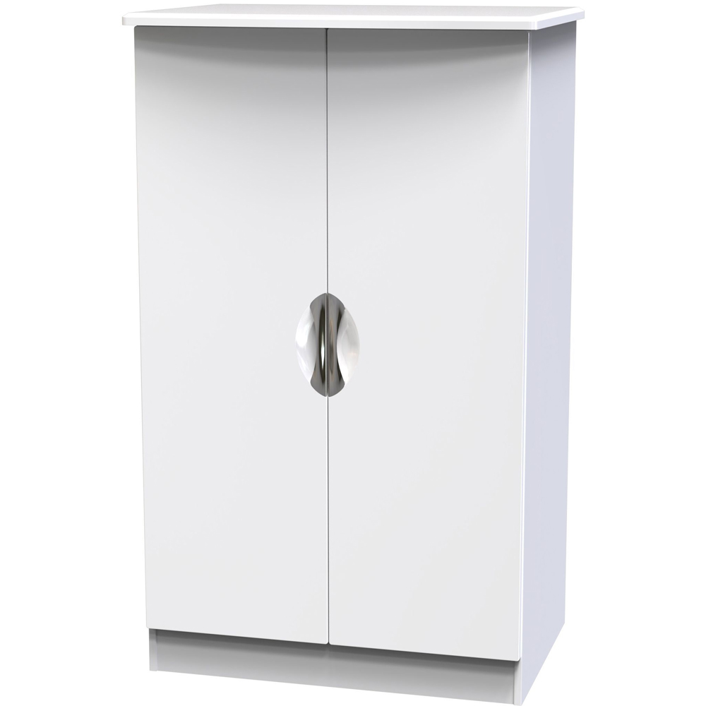 Crowndale Camden 2 Door White Gloss and White Midi Wardrobe Ready Assembled Image 3