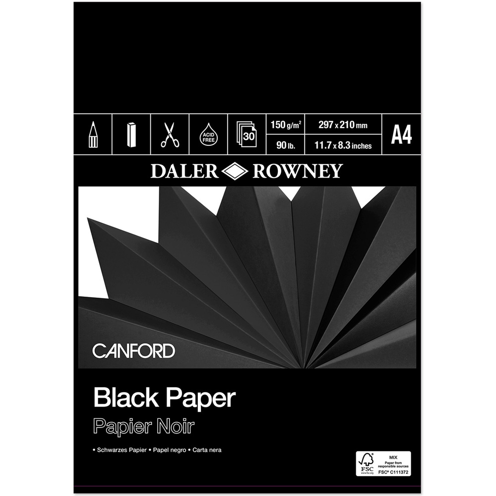 Pack of 30 Daler-Rowney Canford Black Paper Pad - A4 Image