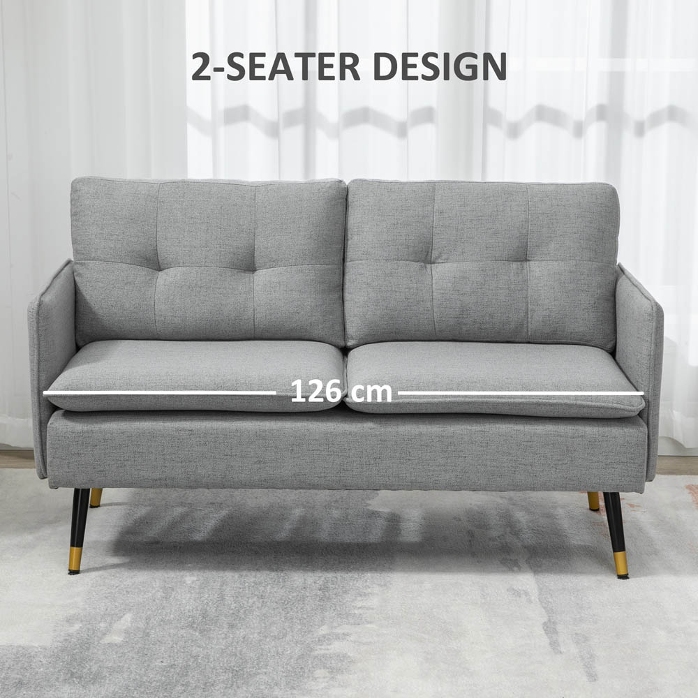 Portland 2 Seater Grey Polyester Button Tufted Sofa Image 5