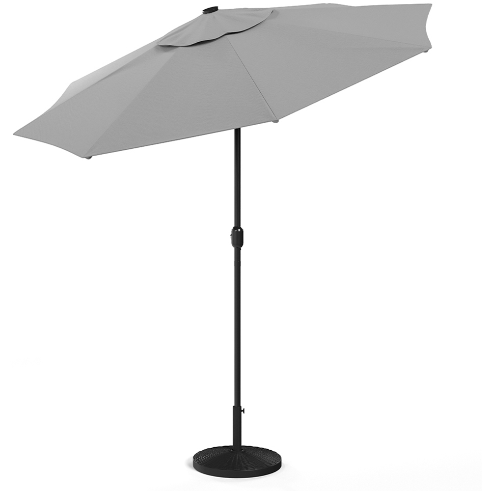 Living and Home Light Grey 24 LED Crank Lift Garden Parasol with Resin Base 3m Image 4