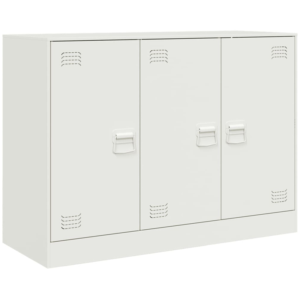 vidaXL 3 Door White Steel Sideboard Image 2