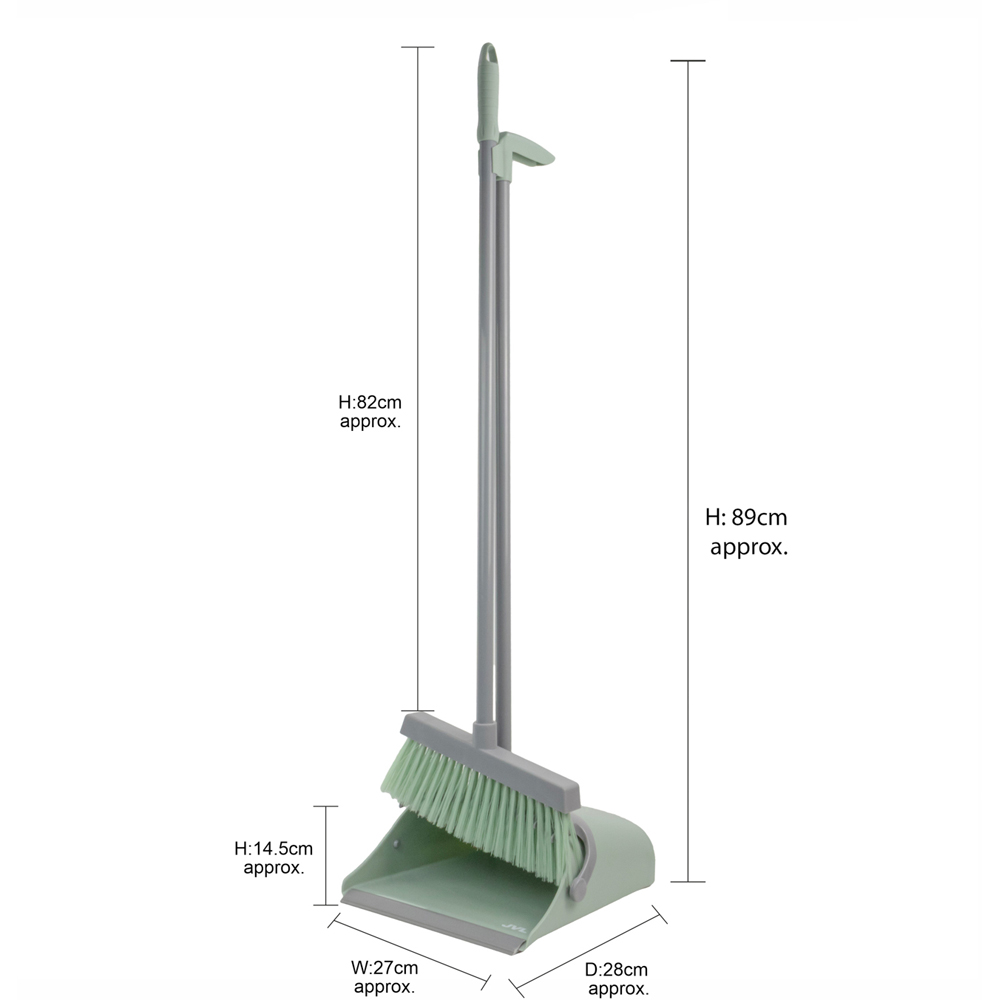 JVL Green Long Handle Lobby Dust Pan and Brush Set Image 8