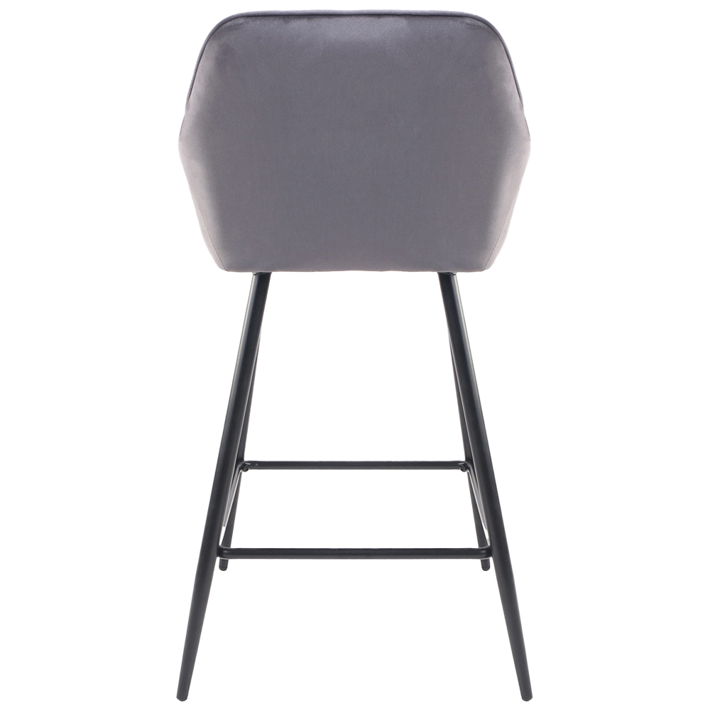 Neo Dark Grey Crushed Velvet Diamond Quilted Bar Stool Set of 2 Image 6