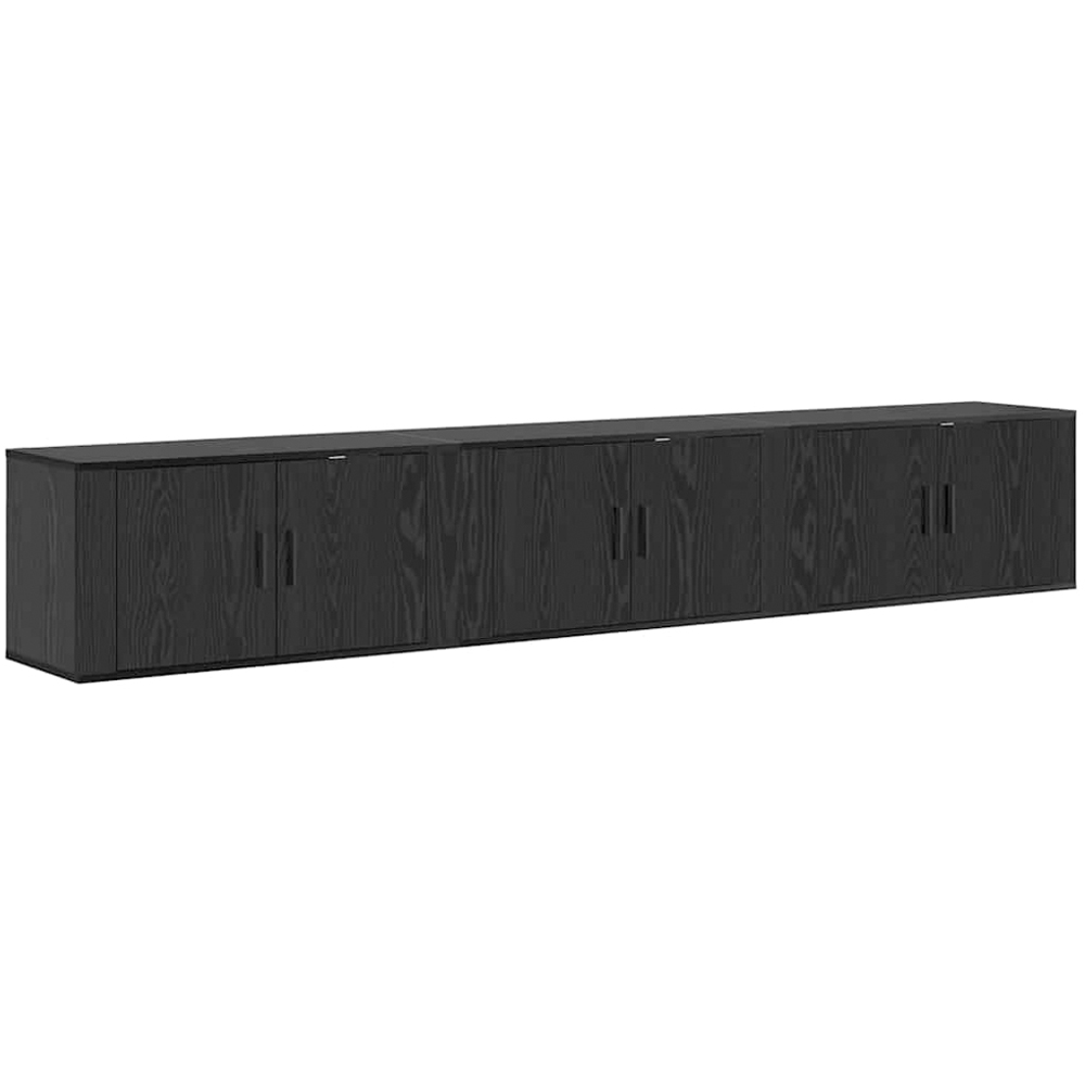 vidaXL 2 Door Black Oak Wall Mounted TV Unit Set of 3 Image 7