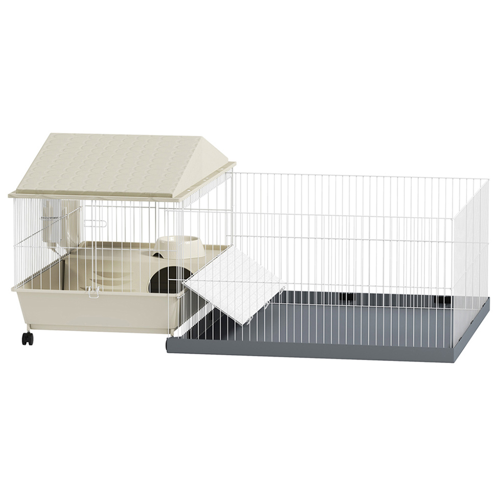 PawHut Beige Small Animal Cage with Removable Playpen Image 1
