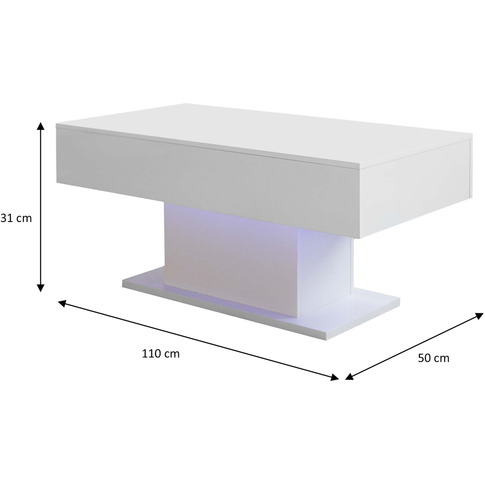 Comfy Living White High Gloss LED Coffee Table Image 7
