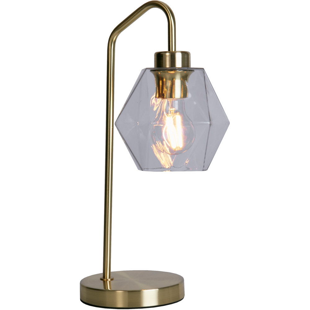 Lighting Collection Satin Brass and Clear Glass Lamp Image 3