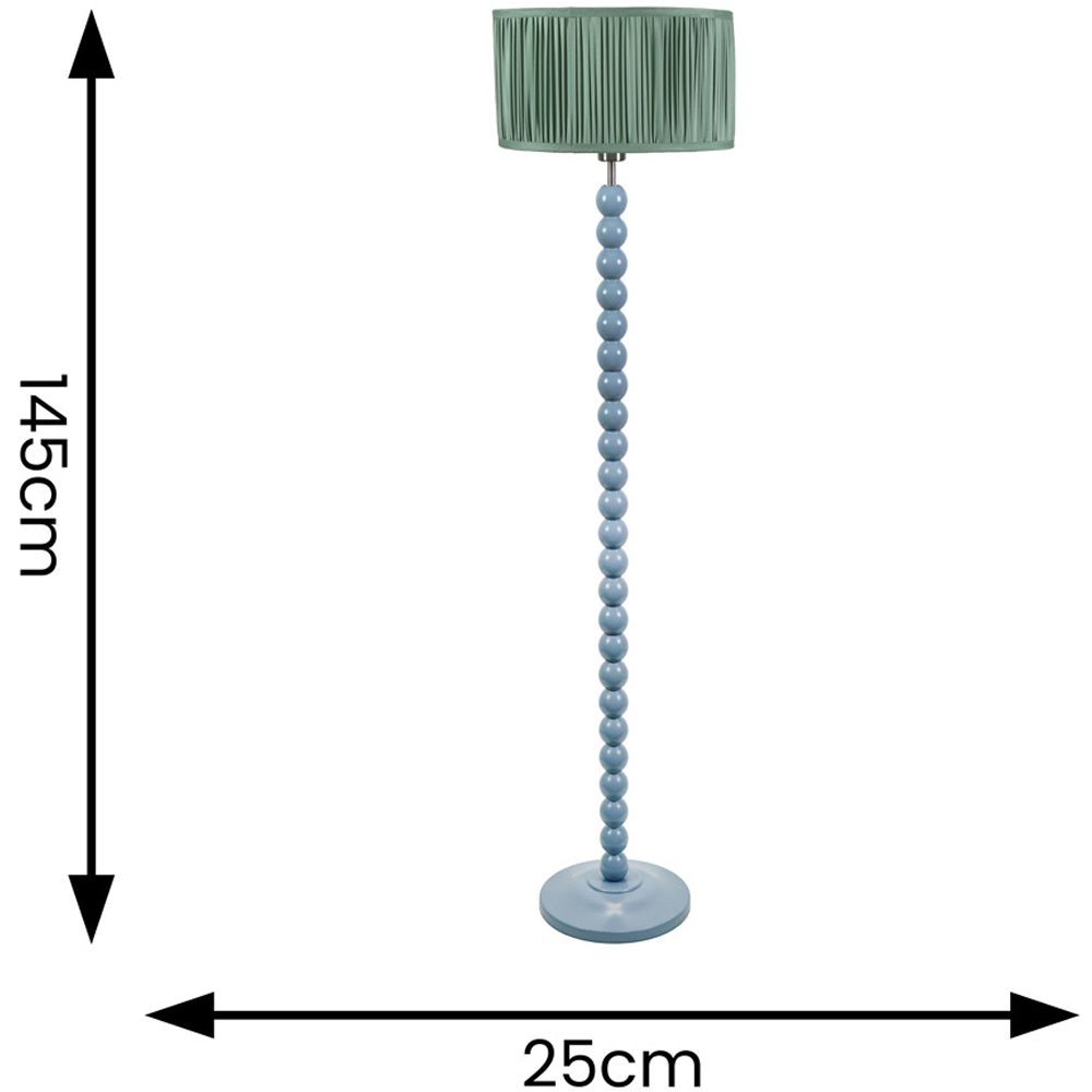 ValueLights Bobbins Ruched Pleated Green Drum Shade Powder Blue LED Floor Lamp Image 4