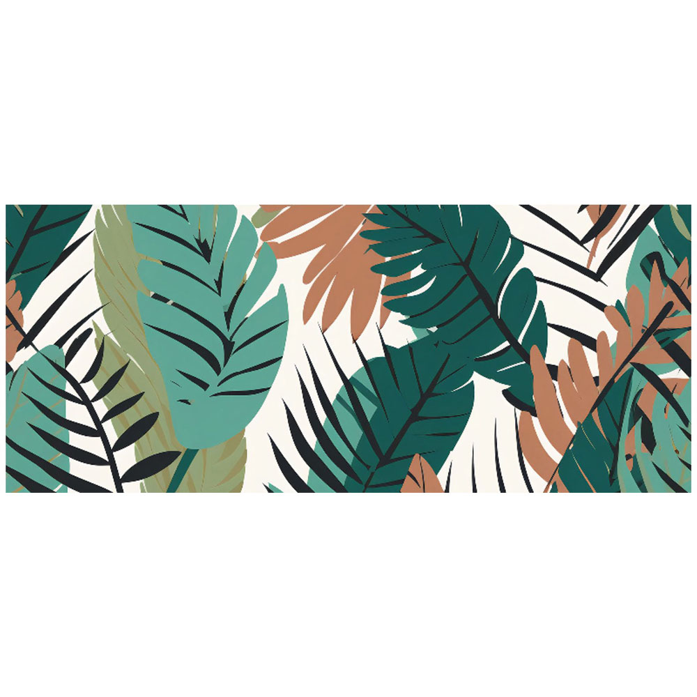 Warren Reed Designer Tropical Floral Leaves Green Brown Glass Bathroom Splashback 25 x 60cm Image 2