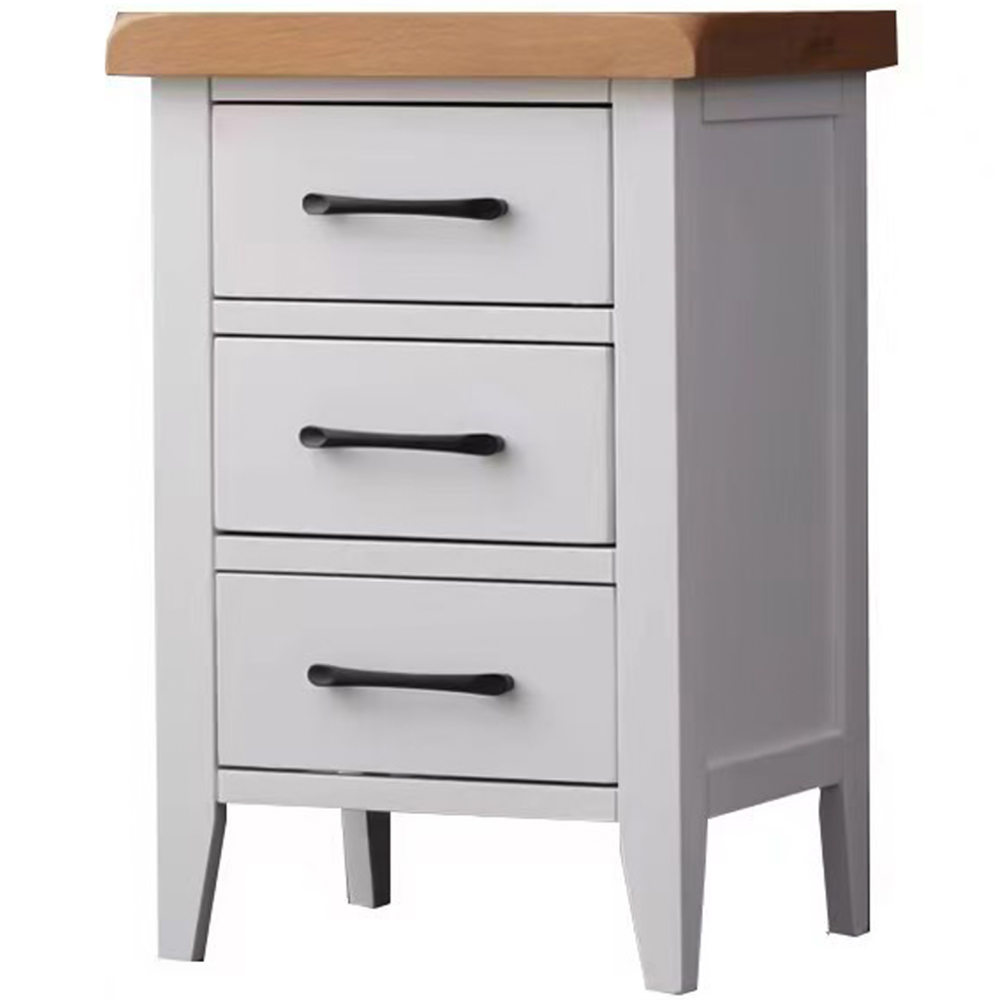 Furniture One 3 Drawer White Bedside Table Image 3