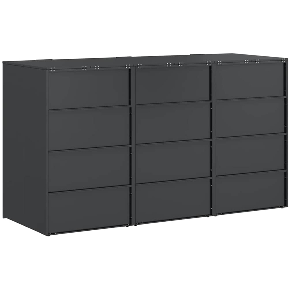 vidaXL Anthracite 3 Wheelie Bin Storage Shed with HDPE Door Image 6