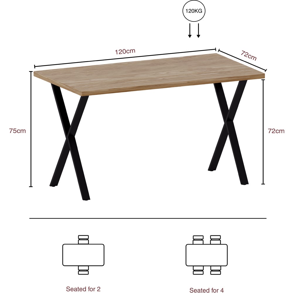 Vida Designs 4 Seater Oak Dining Table Image 8
